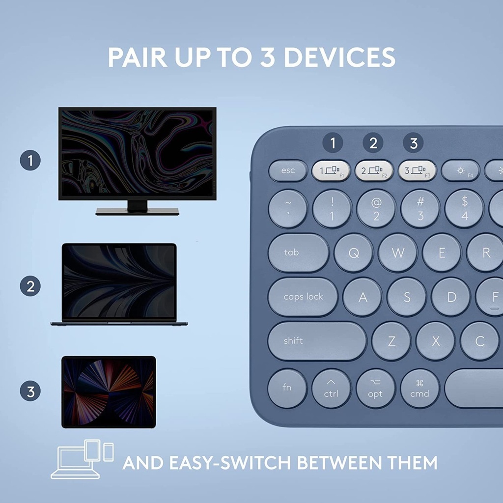 Teclado Bluetooth Logitech K380 Qwerty Azul Arandano