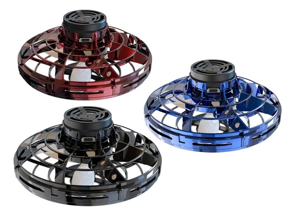 Mini Dron Ufo Giratorio Flotante Con Luces Led Azul